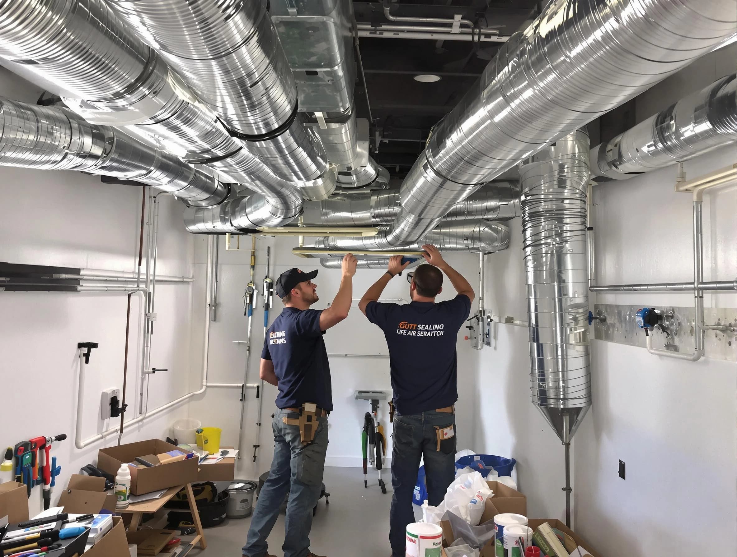 West Point Air Duct Cleaning technician applying professional duct sealing solutions in West Point
