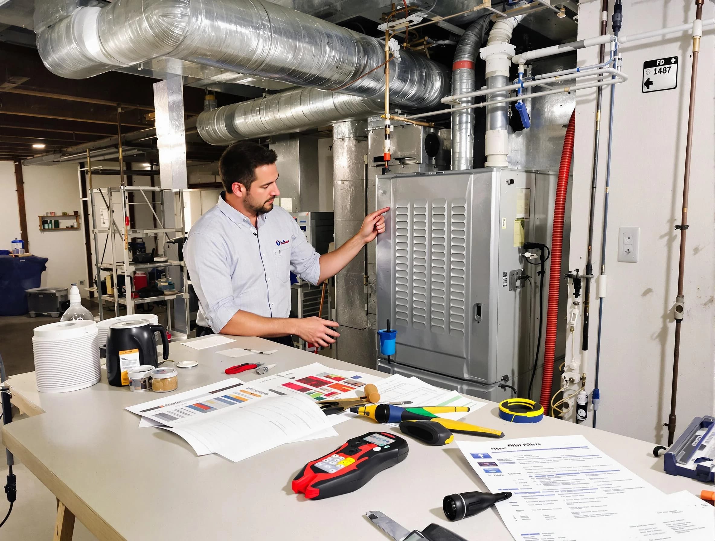 West Point Air Duct Cleaning inspector conducting detailed filter system evaluation using professional diagnostic tools in West Point