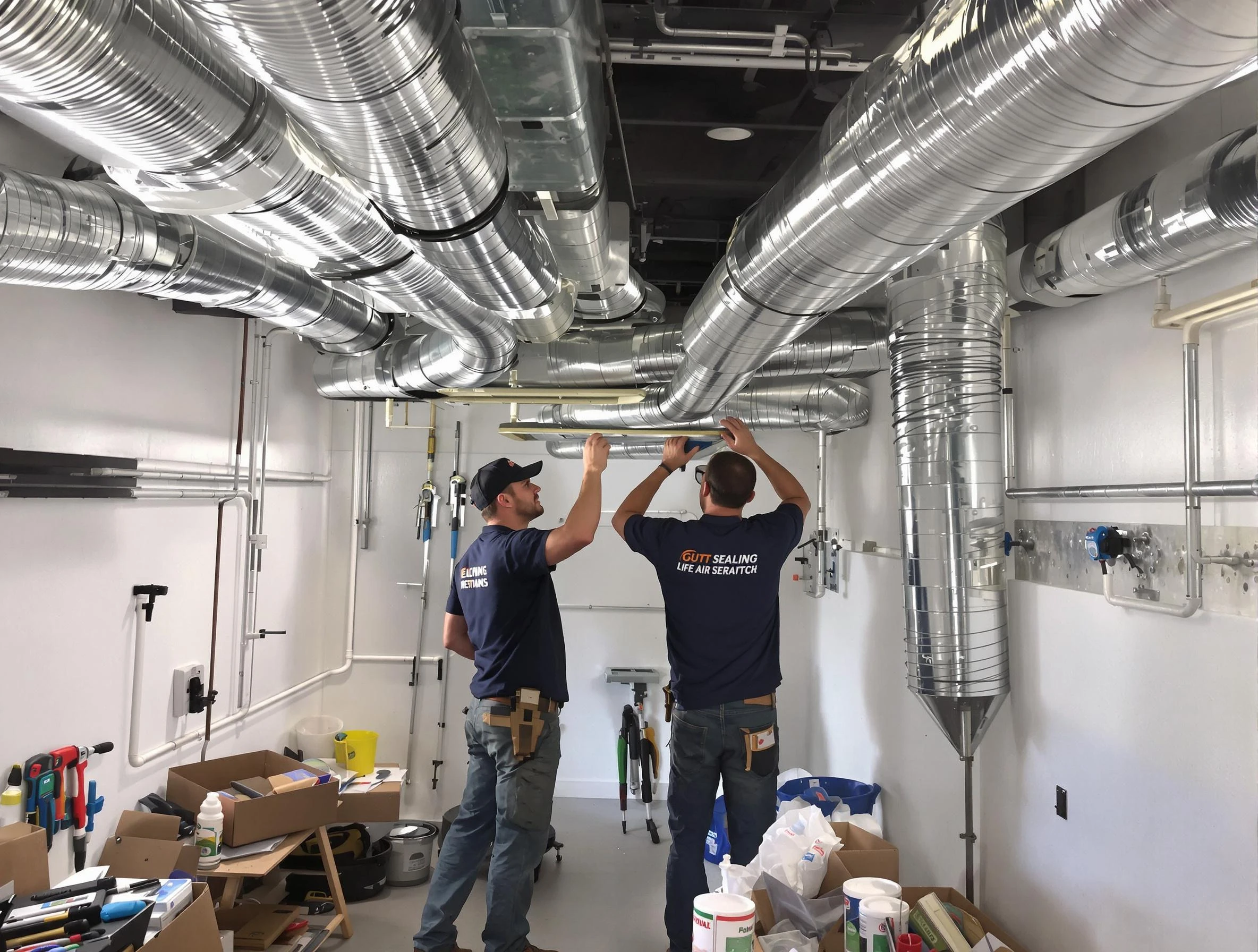 West Point Air Duct Cleaning technician applying professional duct sealing solutions in West Point