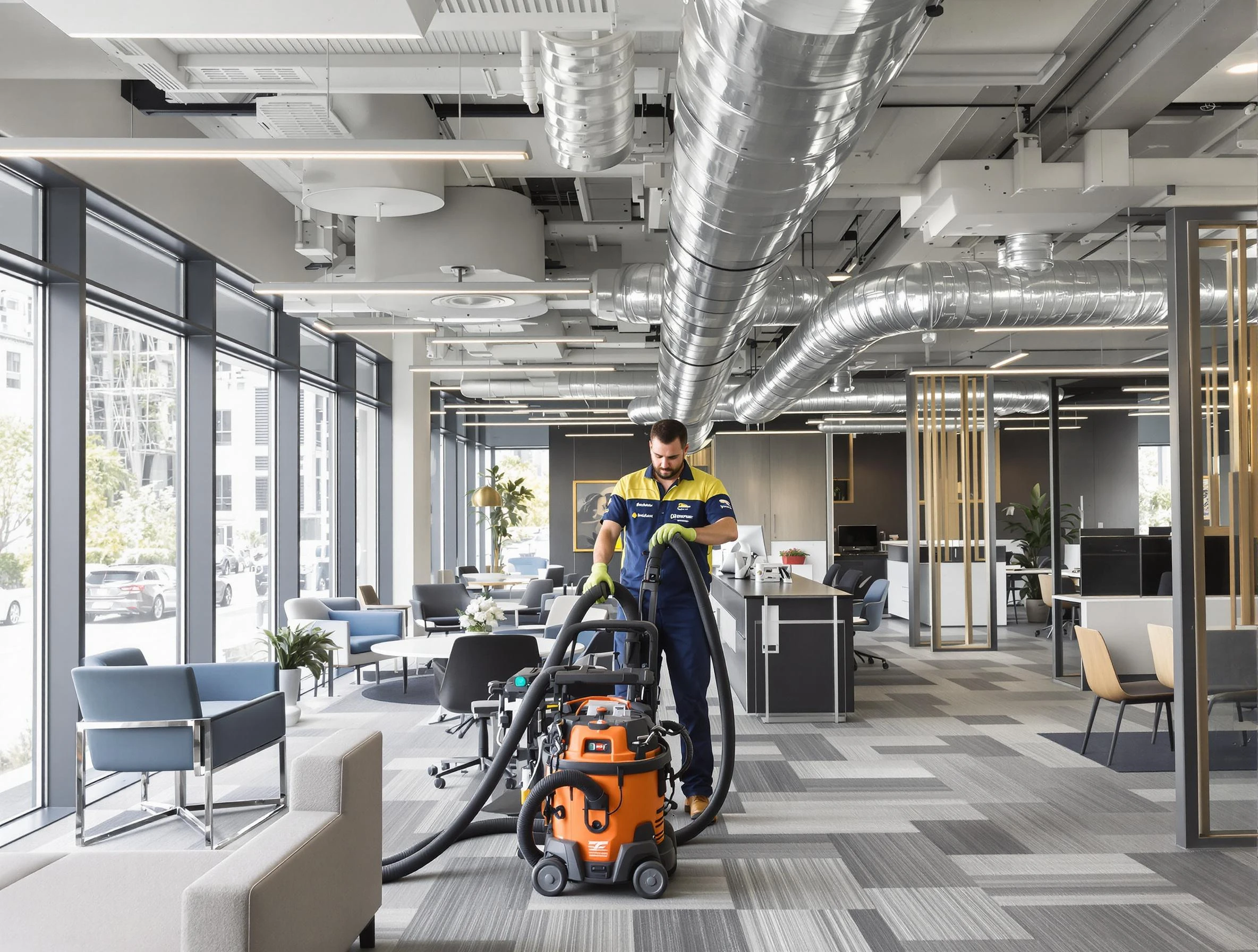 West Point Air Duct Cleaning team performing thorough commercial duct cleaning at a West Point business center